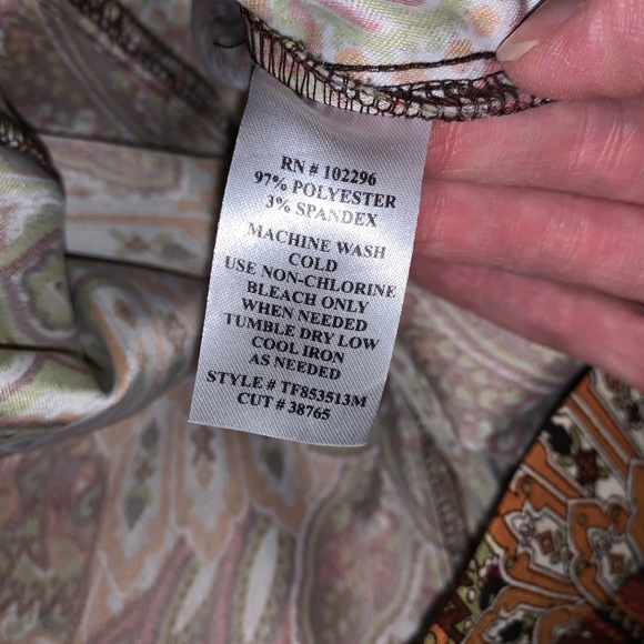 CONNECTED APPAREL Leaf Pattern Brown/Green 6 Dress - Picture 7 of 7